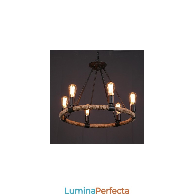 Lampă suspendată din metal cu pictură în stil rustic