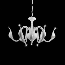 Candelabru din metal galvanizat modern, alb, cu 9 lumini