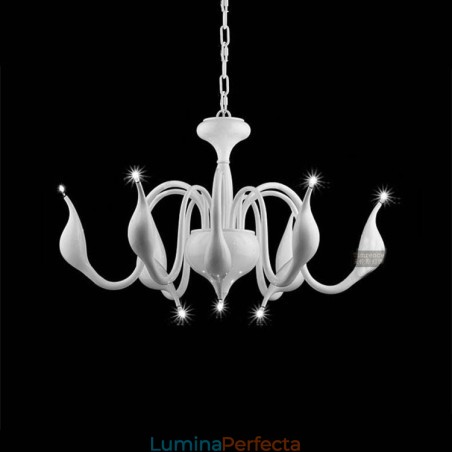 Candelabru din metal galvanizat modern, alb, cu 9 lumini Candelabru din metal galvanizat modern, alb, cu 9 lumini