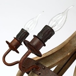 Candelabru din lemn de bambus cu pictură în stil mini vintage