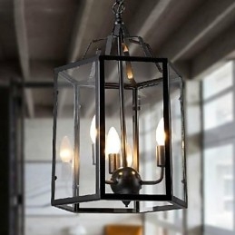 Tradițional Clasic Vintage Retro Lantern Country Mini Stil Pictură Metal Pendant Lampă de luat masa