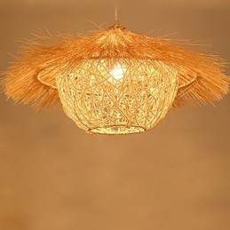Lampă modernă din ratan, cu un singur cap, țesut cu artă Cany