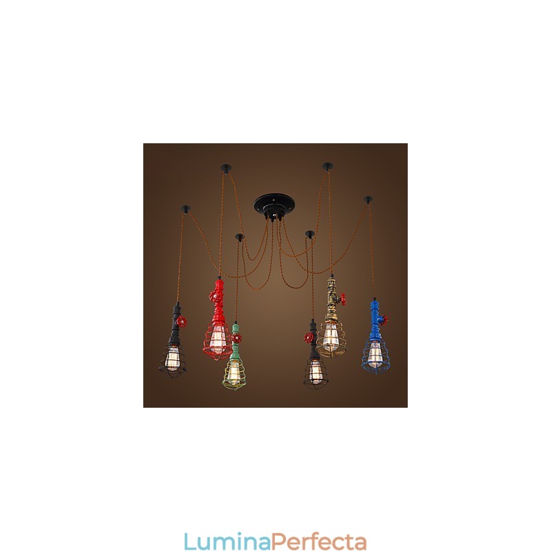 Lampă cu pandantiv vintage cu 6 lumini Lămpi de design pentru conducte de apă