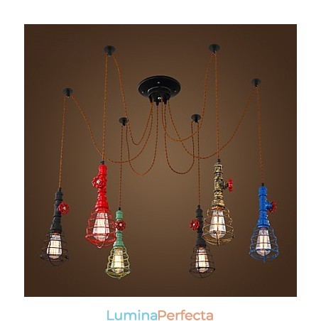 Lampă cu pandantiv vintage cu 6 lumini Lămpi de design pentru conducte de apă Lampă cu pandantiv vintage cu 6 lumini Lămpi de design pentru conducte de apă