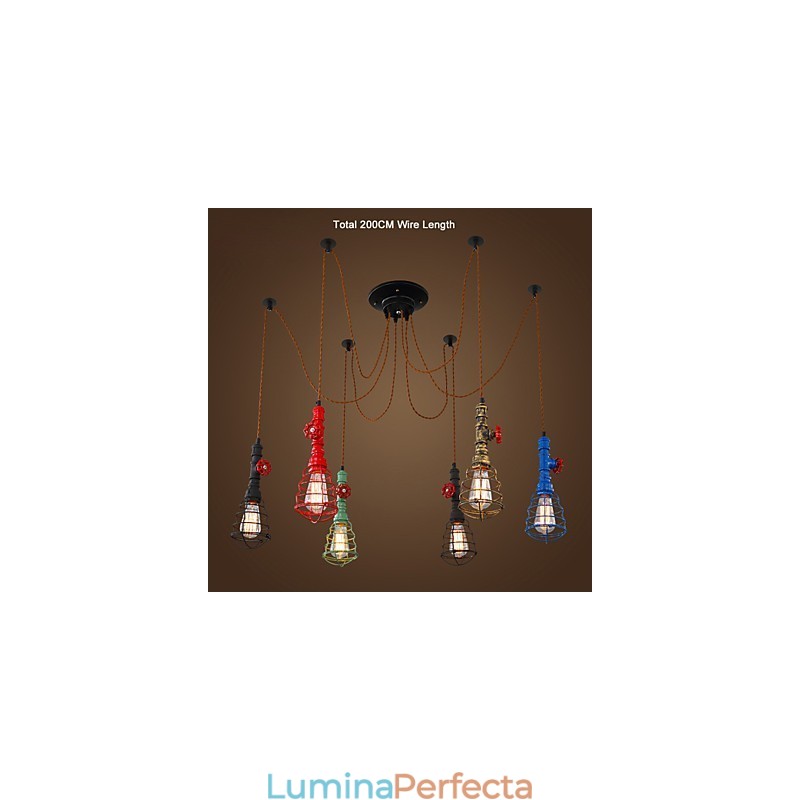 Lampă cu pandantiv vintage cu 6 lumini Lămpi de design pentru conducte de apă