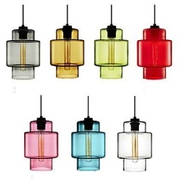 Candelabru din sticlă cu un singur cap cu abajur de sticlă (gri, galben, verde, roșu, roz, albastru, alb)