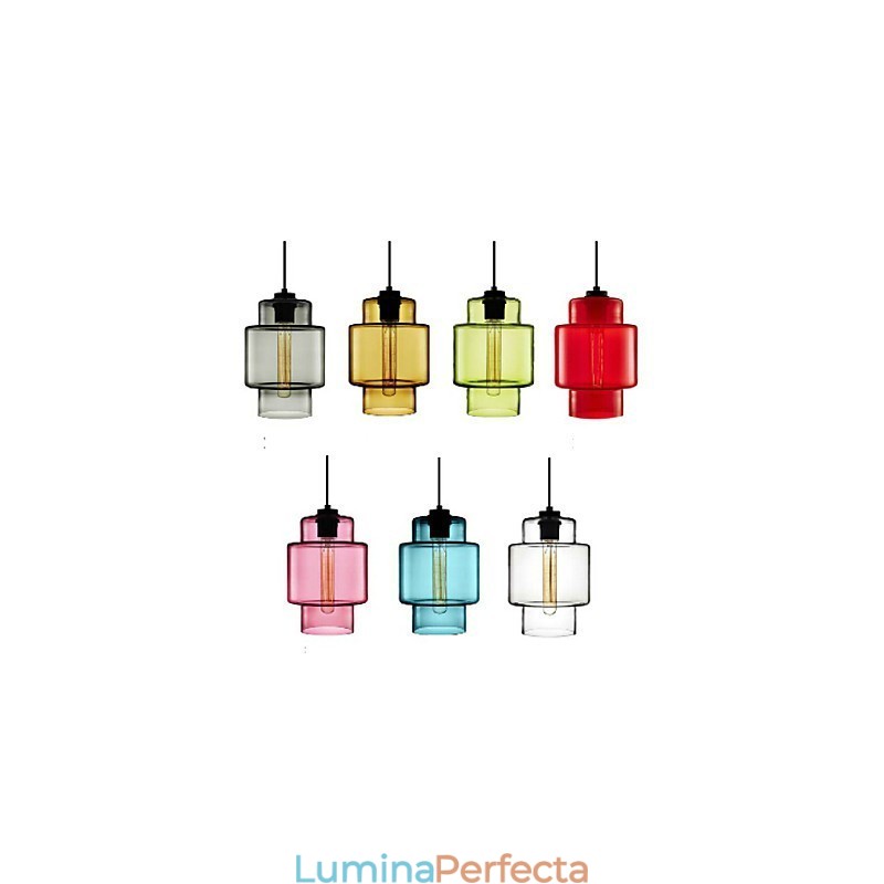 Candelabru din sticlă cu un singur cap cu abajur de sticlă (gri, galben, verde, roșu, roz, albastru, alb)