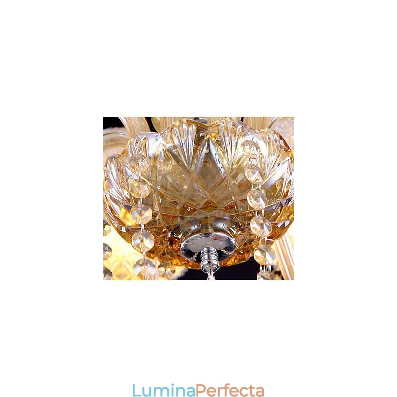 Candelabru elegant din cristal chihlimbar 6 lumini pentru casă