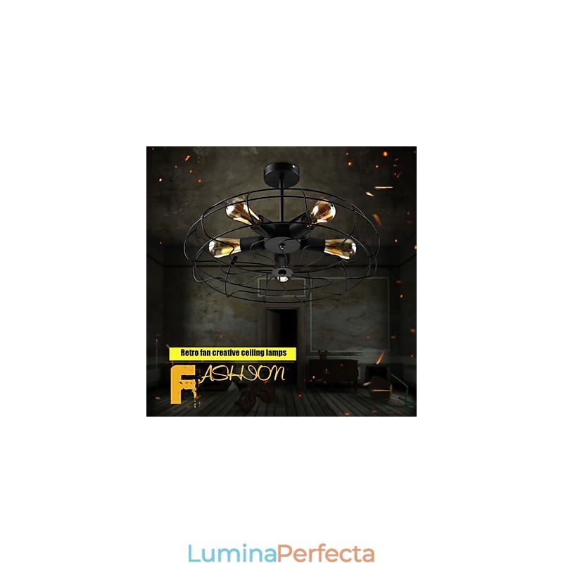 Lampă suspendată cu ventilator din metal vintage industrial Steampunk Candelabru de tavan