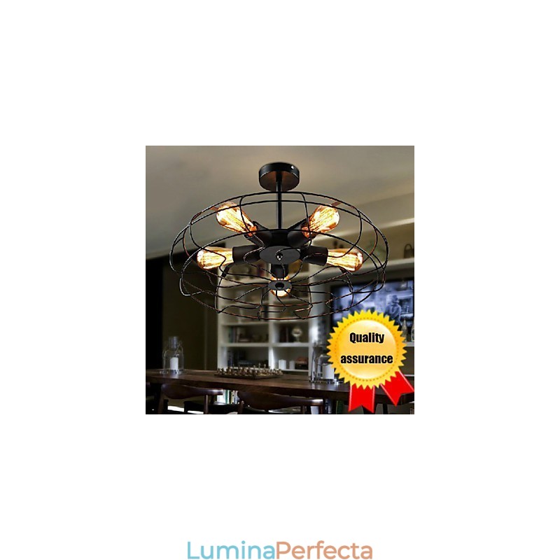 Lampă suspendată cu ventilator din metal vintage industrial Steampunk Candelabru de tavan