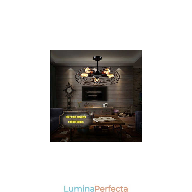 Lampă suspendată cu ventilator din metal vintage industrial Steampunk Candelabru de tavan