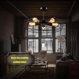 Lampă suspendată cu ventilator din metal vintage industrial Steampunk Candelabru de tavan