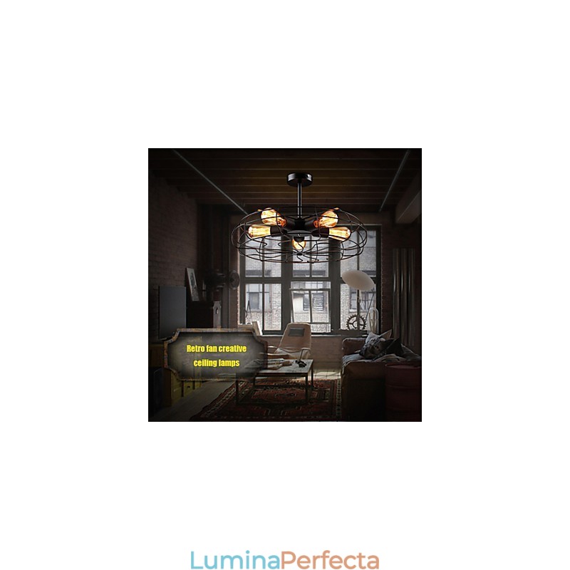 Lampă suspendată cu ventilator din metal vintage industrial Steampunk Candelabru de tavan