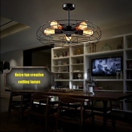 Lampă suspendată cu ventilator din metal vintage industrial Steampunk Candelabru de tavan