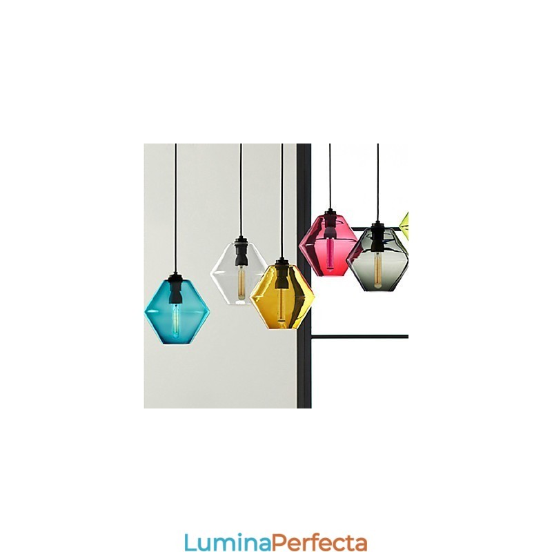 Candelabru din sticlă cu un singur cap de culoare bomboană, cu abajur de sticlă (gri galben, verde, roșu, roz, albastru, alb)