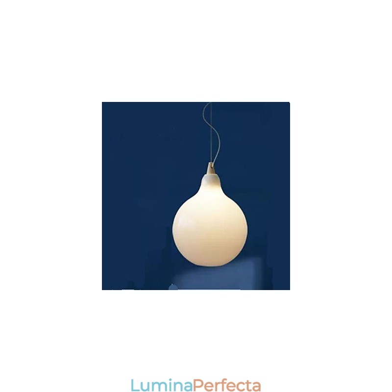 Lampă suspendată din sticlă alb lapte Natural Curve