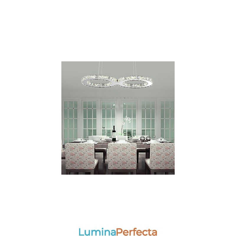 Lampă suspendată modernă, din metal cromat, din cristal
