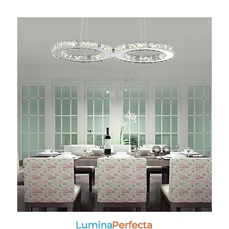 Lampă suspendată modernă, din metal cromat, din cristal Lampă suspendată modernă, din metal cromat, din cristal