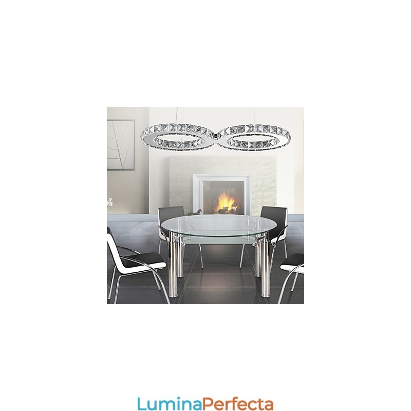 Lampă suspendată modernă, din metal cromat, din cristal