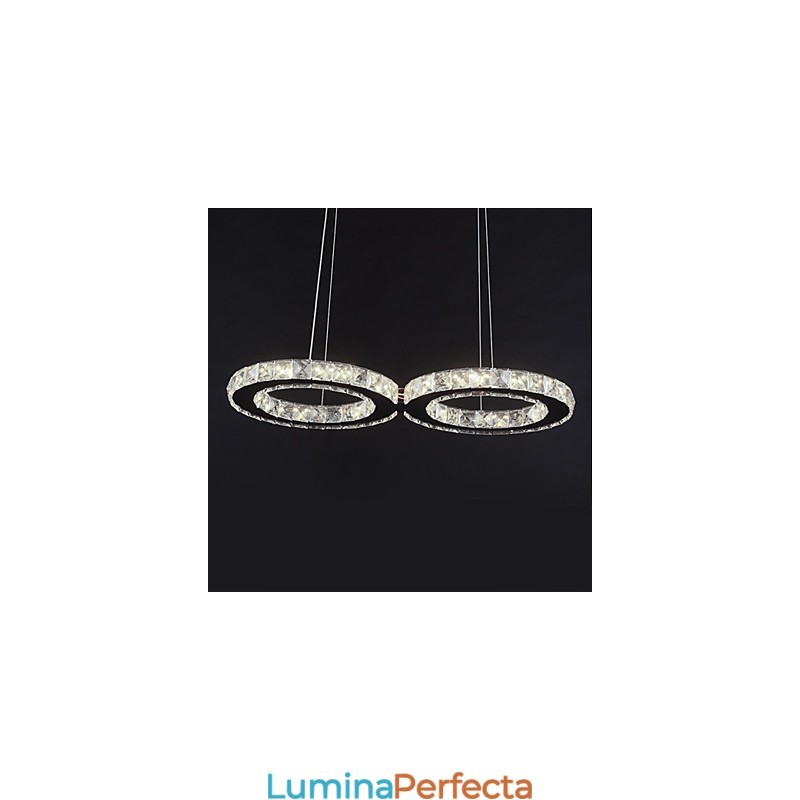 Lampă suspendată modernă, din metal cromat, din cristal