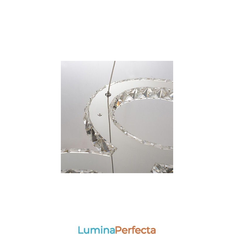 Lampă suspendată modernă, din metal cromat, din cristal