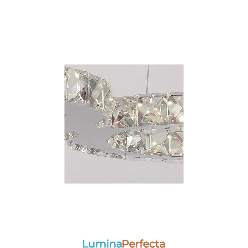 Lampă suspendată modernă, din metal cromat, din cristal
