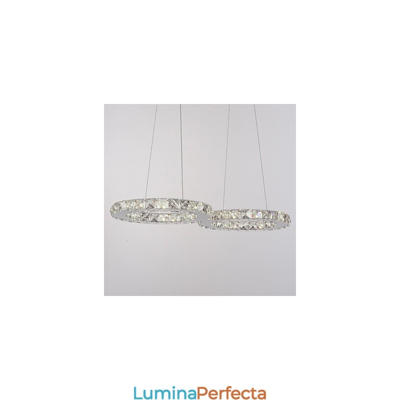 Lampă suspendată modernă, din metal cromat, din cristal
