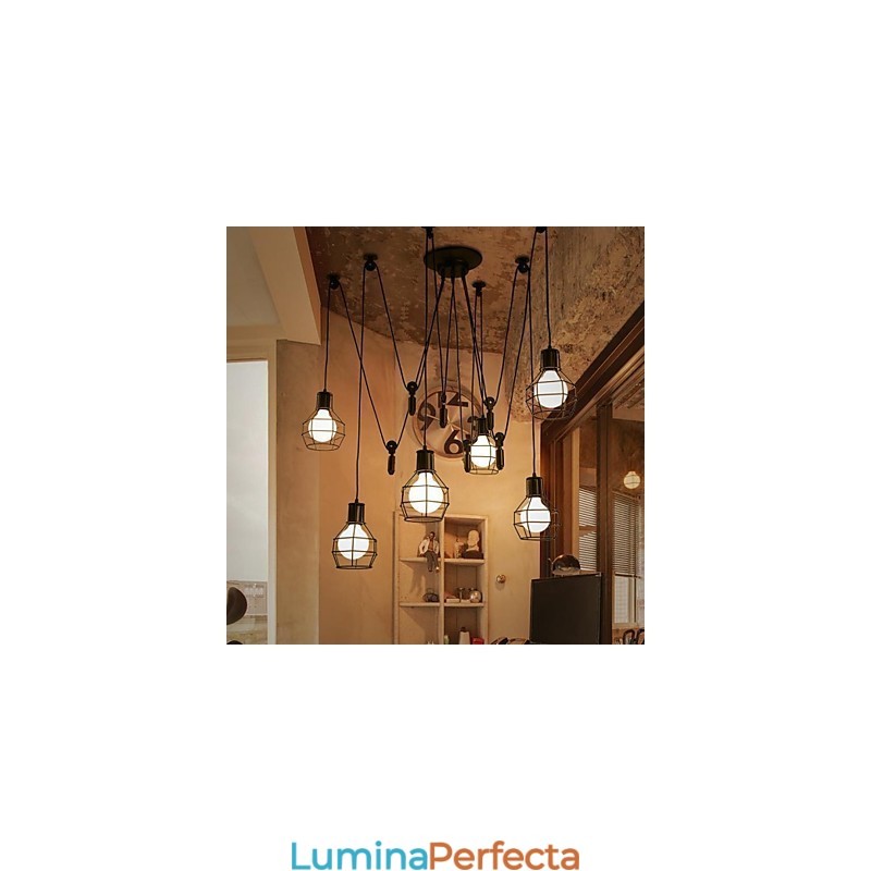Lampă suspendată din metal cu 6 lumini