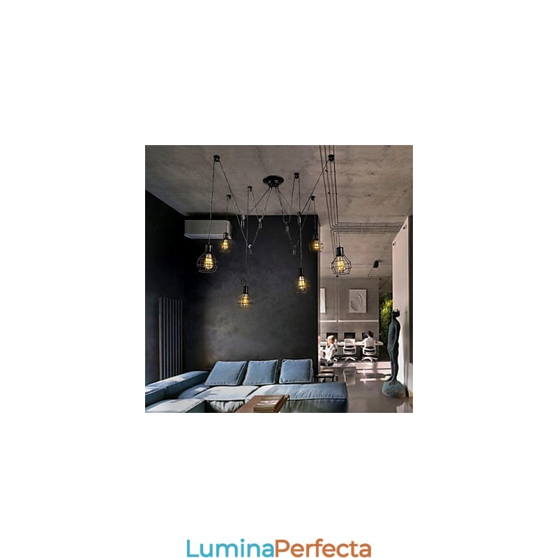 Lampă suspendată din metal cu 6 lumini