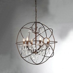 Candelabru din metal cu pictură de cristal vintage