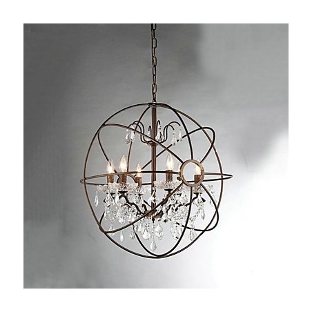 Candelabru din metal cu pictură de cristal vintage