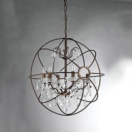 Candelabru din metal cu pictură de cristal vintage