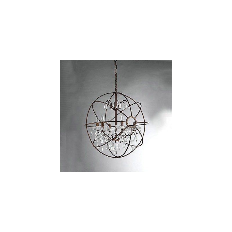 Candelabru din metal cu pictură de cristal vintage