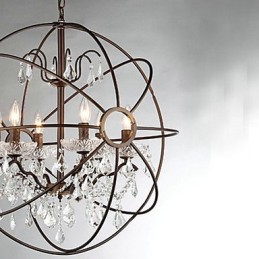 Candelabru din metal cu pictură de cristal vintage
