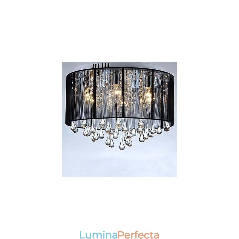 Candelabru de cristal cu plafon negru de lux