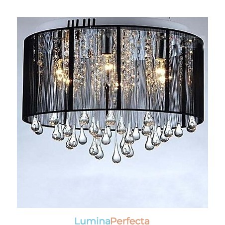 Candelabru de cristal cu plafon negru de lux Candelabru de cristal cu plafon negru de lux