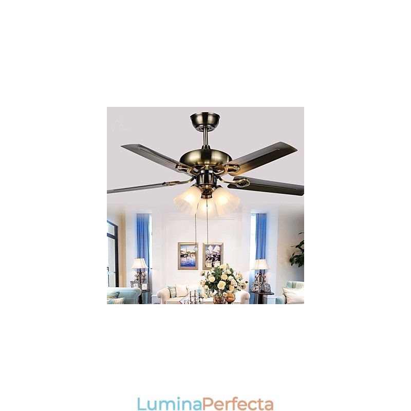 Ventilatoare de tavan Luxe Eco Ventilator de tavan modern cu lame ușoare de 42 inch, finisaj din oțel periat