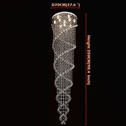Candelabru de tavan Lumină suspendată Lampă Corpuri de iluminat cu spirală dublă de cristal K9