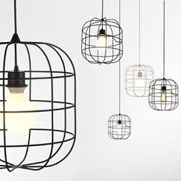 Lampă suspendată Mini Artistic Birdcage 1 Lumină Modern Simplicity Finisaj Negru Alb Metal Oțel Carbon Droplight