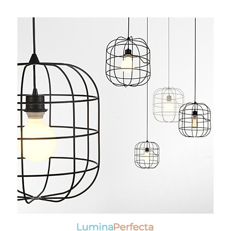 Lampă suspendată Mini Artistic Birdcage 1 Lumină Modern Simplicity Finisaj Negru Alb Metal Oțel Carbon Droplight