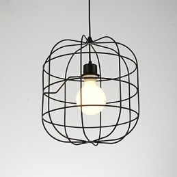 Lampă suspendată Mini Artistic Birdcage 1 Lumină Modern Simplicity Finisaj Negru Alb Metal Oțel Carbon Droplight