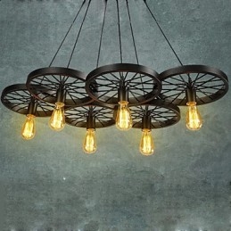 Pendant Loft Candelabru roată Rustic Vintage Retro Country Dining Metal+Pictură