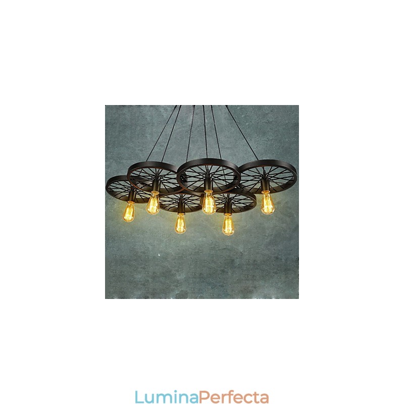 Pendant Loft Candelabru roată Rustic Vintage Retro Country Dining Metal+Pictură