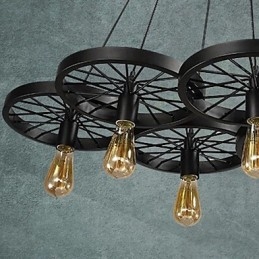 Pendant Loft Candelabru roată Rustic Vintage Retro Country Dining Metal+Pictură