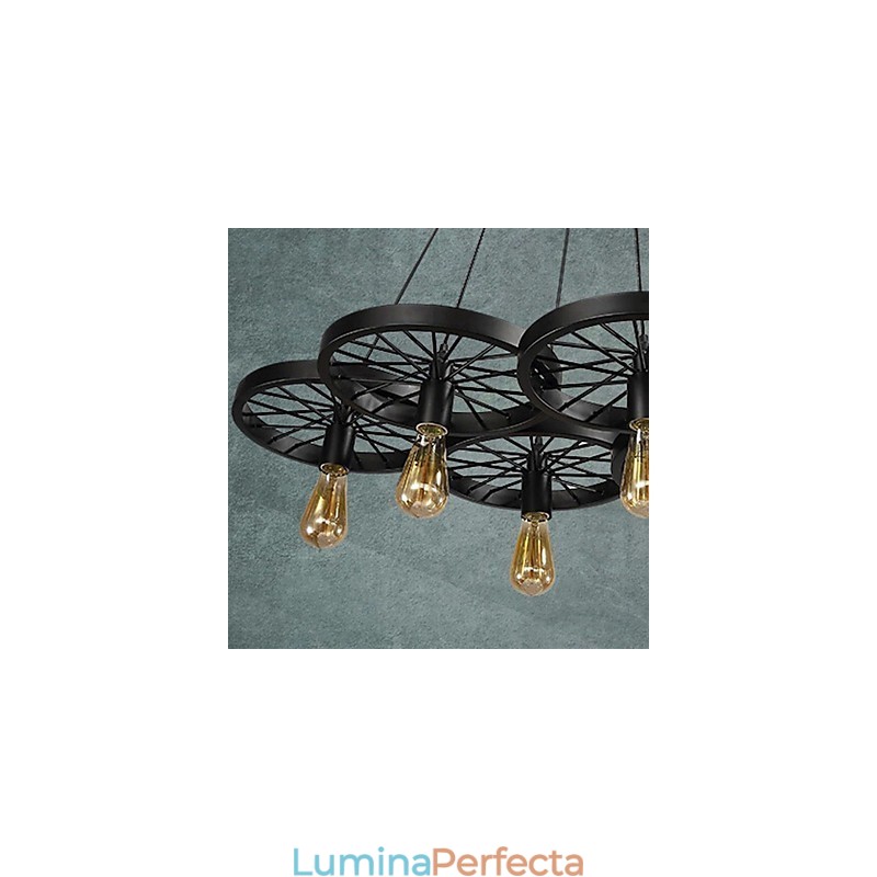 Pendant Loft Candelabru roată Rustic Vintage Retro Country Dining Metal+Pictură
