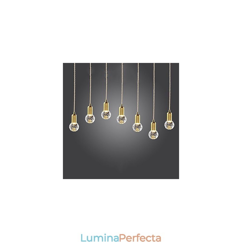 Lampă suspendată modernă, contemporană, vintage, în stil mini, din metal auriu