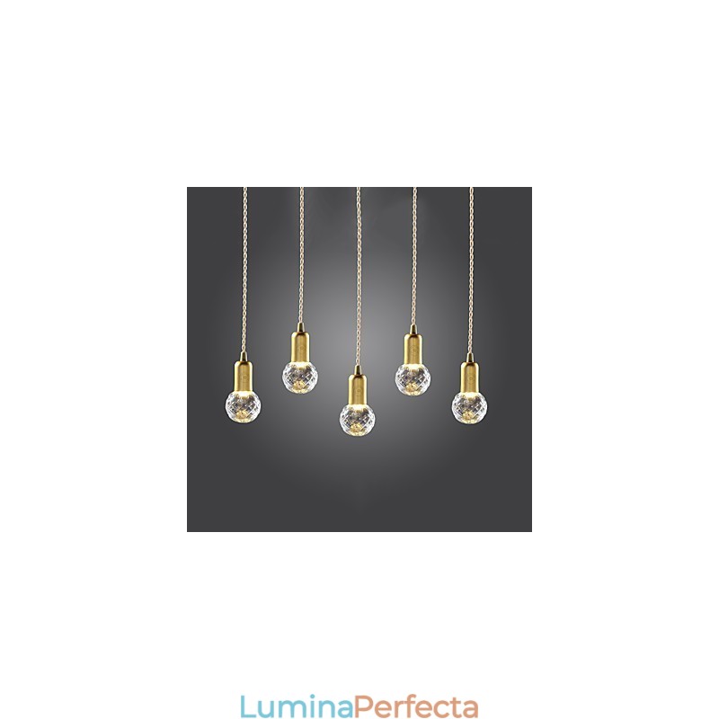 Lampă suspendată modernă, contemporană, vintage, în stil mini, din metal auriu