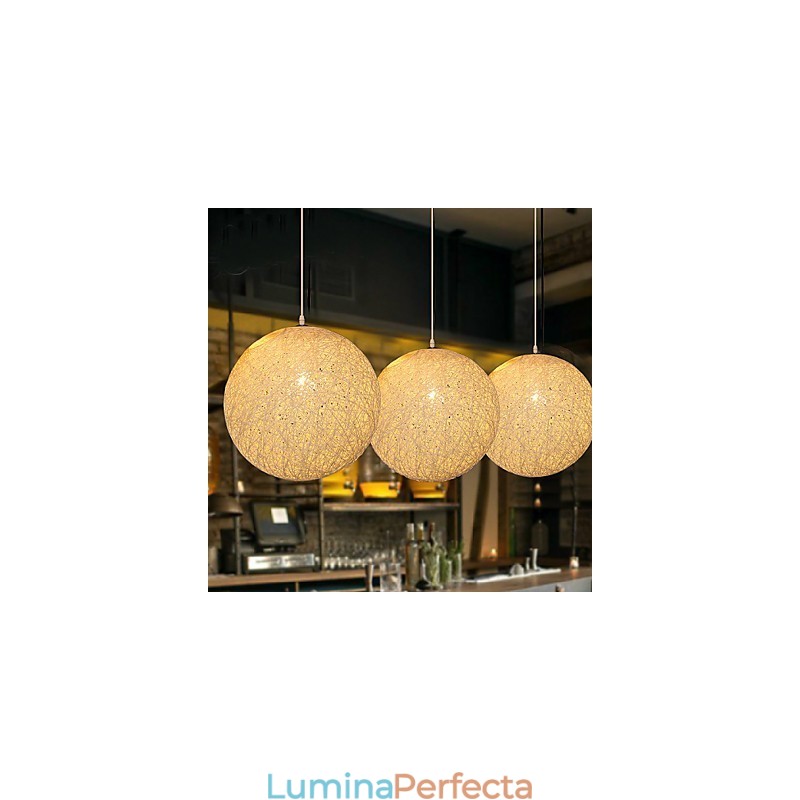 Lampă sferică Cany Artă Contemporană și Contractată Lampă suspendată cu bile de cânepă