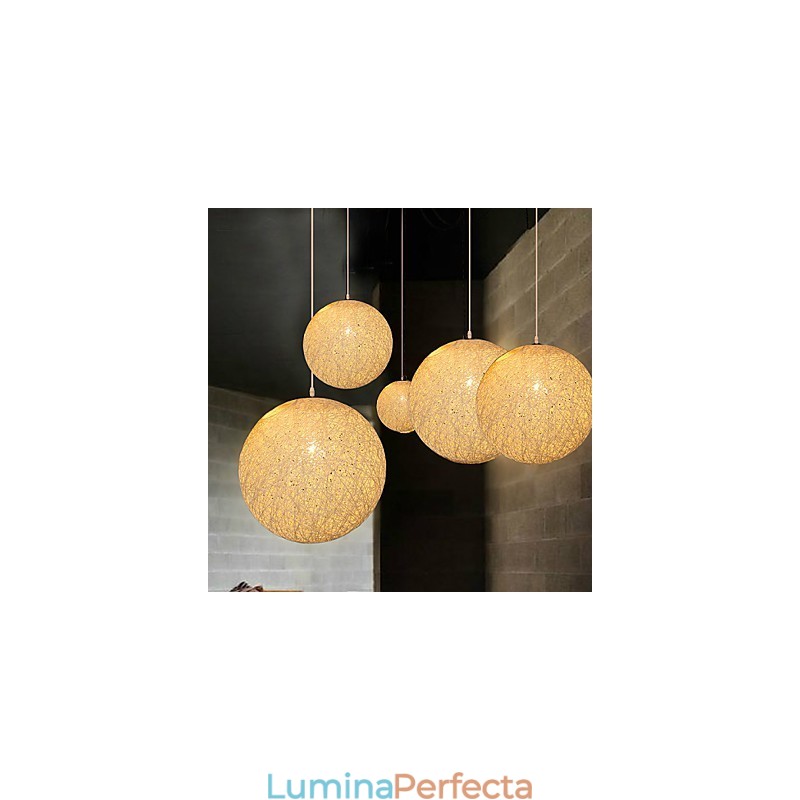 Lampă sferică Cany Artă Contemporană și Contractată Lampă suspendată cu bile de cânepă