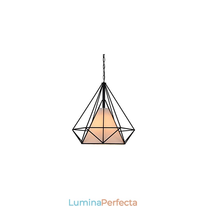 Lampă suspendată Diamond Mini 1 lumină Modern Simplicity, finisaj alb-negru, din pânză din oțel carbon